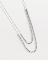 Double-Strand Silver Tone Disc Necklace