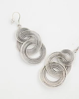 No Droop® Silvertone Concentric Circles Earrings