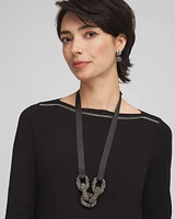 Beaded Chain Ribbon Necklace
