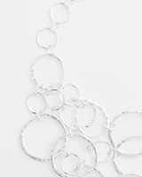 Short Silvertone Multi-Strand Link Necklace