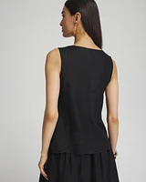 Linen Eyelet Scallop Hem Tank