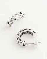 No Droop® Textured Silver Tone Hoop Earrings