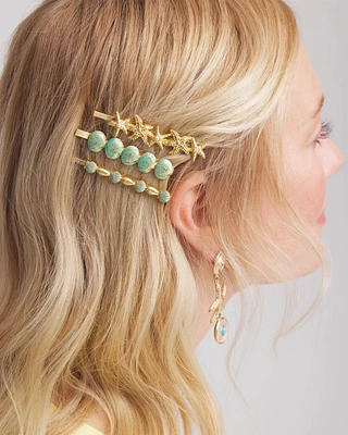 Goldtone Ocean Motif Hair Pins