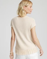 Fringe-Hem Dolman Sweater Tee