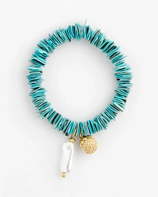 Turquoise Blue Seashell Stretch Bracelet