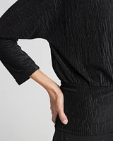 Crinkle Velvet Banded Hem Top