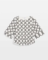 Geo Print Boatneck Bubble-Hem Top