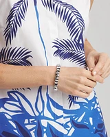 Blue Lapis Silvertone Beaded Bracelet