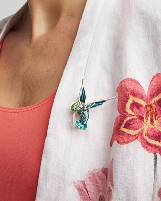 Sparkly Blue Hummingbird Brooch
