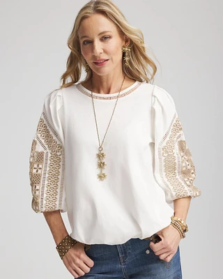 Bubble Hem Pleated Cotton Top