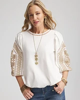 Bubble Hem Pleated Cotton Top