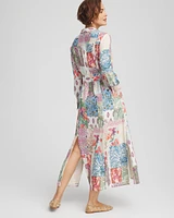 Belted Paisley Patch Maxi Shirtdress