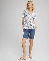 Floral Slub V-Neck Tee