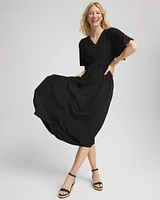 Flutter-Sleeved Jersey Maxi Dress