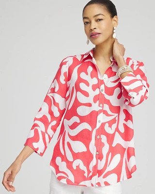 No Iron™ Linen Reef 3/4 Sleeve Shirt