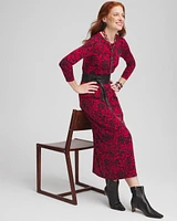Swirl Print Long-Sleeve Maxi Dress