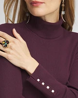 Ecovero™ Button Cuff Turtleneck Sweater