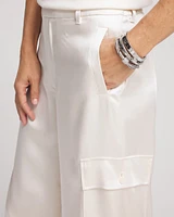 Satin Wide Leg Cargo Pants