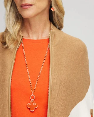 Orange Reversible Pendant Necklace