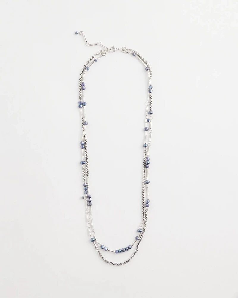 Silver Tone & Pearl Necklace