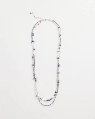 Silver Tone & Pearl Necklace