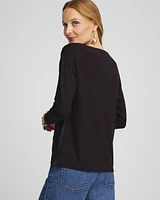 Satin Leaves Long Sleeve Tee