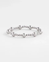 Silver-tone Medium Bead Stretch Bracelet