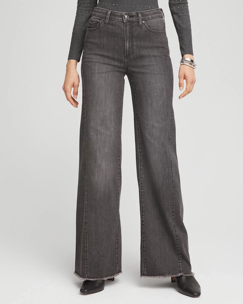 Wide Leg Frayed Hem Jeans