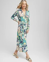 Patchwork Print Maxi Shirtdress