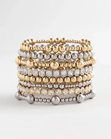 Gold-tone Medium Bead Stretch Bracelet