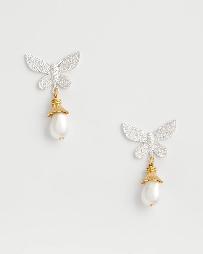 No Droop® Pearlescent Butterfly Earrings