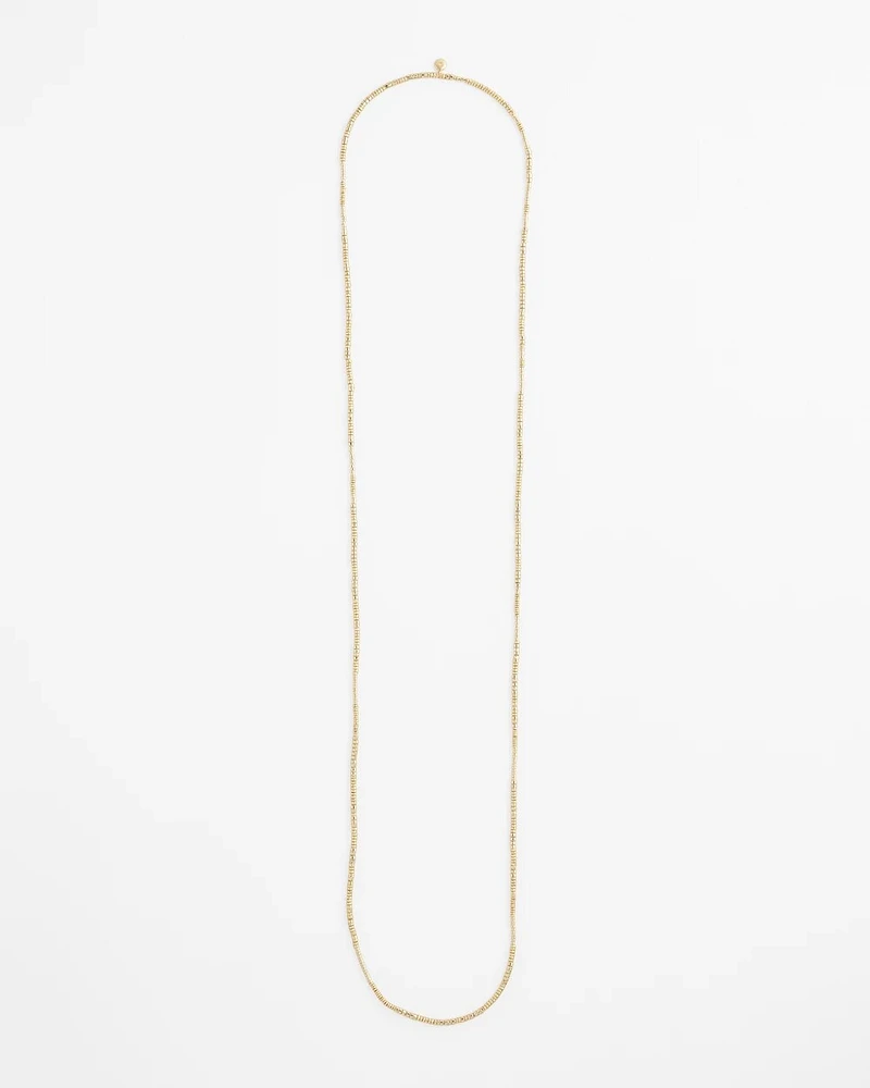 Long Goldtone Seed Bead Necklace