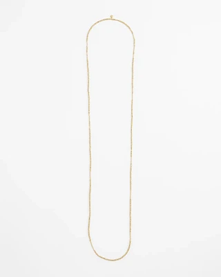 Long Goldtone Seed Bead Necklace