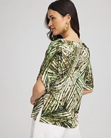 Palm-Frond-Motif Jersey Dolman Tee