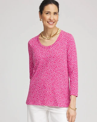 Slub Cheetah-Print 3/4 Sleeve Tee