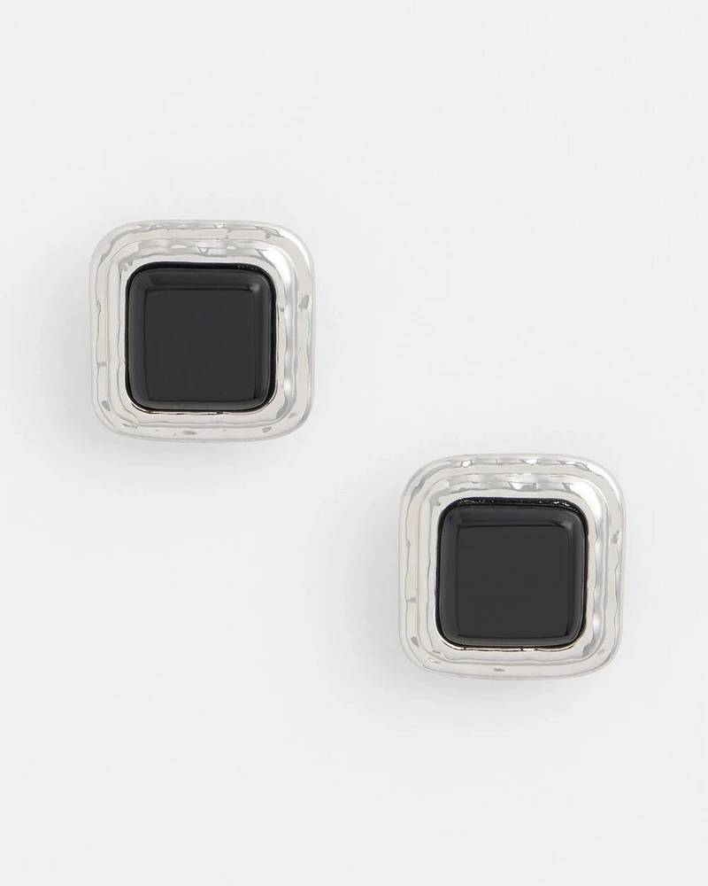 No Droop™ Onyx Square Clip-On Earrings