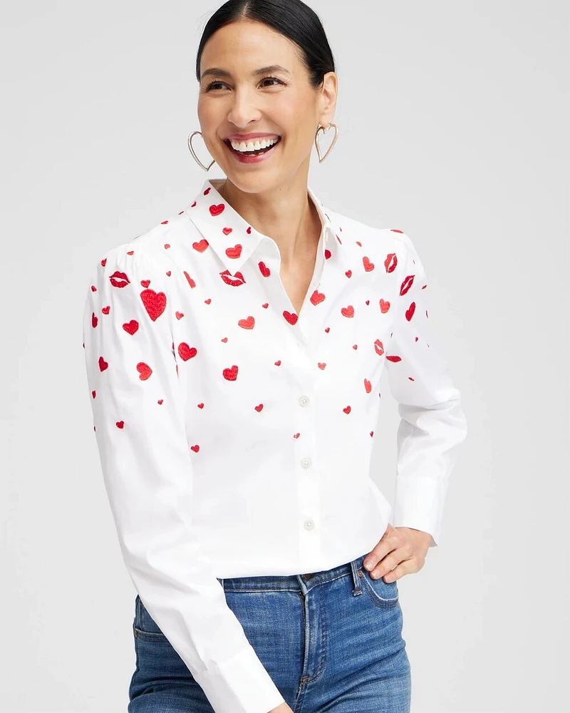 Embroidered Hearts Shirt