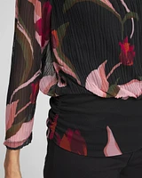 Textured Mesh Banded Hem Top