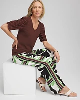 Cotton-Blend Ruched-Sleeve Top