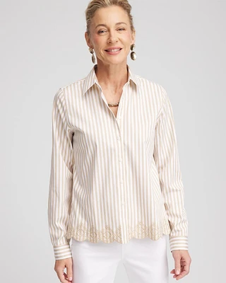 No Iron™ Scalloped-Hem Shirt