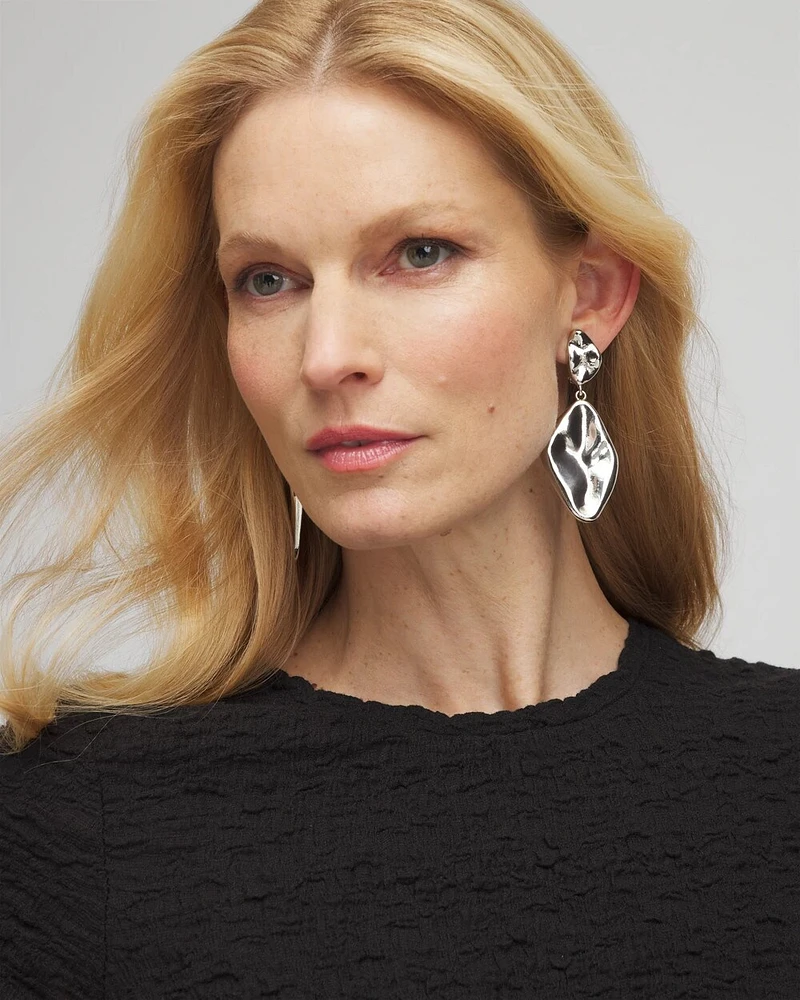No Droop™ Silver Drop Clip-On Earrings