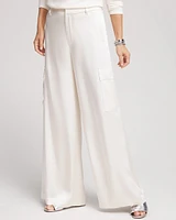 Satin Wide Leg Cargo Pants