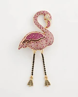 Pink Diamond-Effect Flamingo Brooch