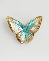 Gold and Blue Butterfly Brooch