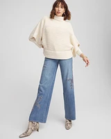 Mock Neck Dolman Sleeve Sweater Poncho