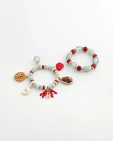 Set of Two Stretch Coral Charm Bracelets