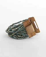 Tropical Tonal Seed Bead Stretch Bracelet