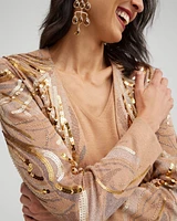 Embellished Jacquard Cardigan Sweater