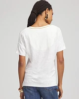 Floral Sweater Trim Linen Tee