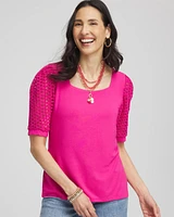 Touch of Cool™ Crochet Lace Square-Neck Tee